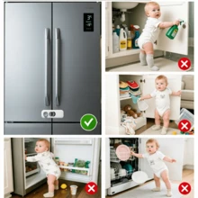 2 Pcs Universal Safety Locks, 360-Degree Rotatable Heavy-Duty Childproof Lock, For Cabinets Single Door Refrigerator Freezer, Easy To Install - Multicolor - View 8