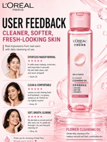 L’Oreal Paris L'Oreal Cleansing Oil 50ml*3/5pcs, Deep Cleansing, Easy Makeup Removal, Non-Irritating For Sensitive Skin, Long-Lasting Hydration, Suitable For All Skin Types - Floral Extract Cleansing Oil 50ml - View 8