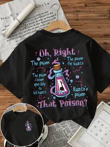 Women's T-Shirt With Colorful Potion Bottle Graphic - Casual Short Sleeve Slim Fit T-Shirt - Black T-Shirt With Whimsical Design That Includes A Character Figure With L - 白色 - 查看 1
