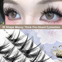 10 Pairs Glue-Free Fluffy Big Wave 3-Segment False Eyelashes, Voluminous 3D Messy Fluffy Fiber Western Charm False Eyelashes, Suitable For Beginners Daily And Party Wear - View 8