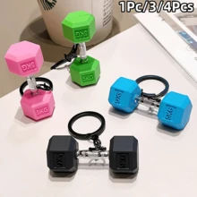 1Pc/3/4Pcs Mini Realistic Dumbbell Keychain, Bodybuilding Fitness Accessory, Novelty Gift For Fitness Enthusiasts - Multicolor - View 3