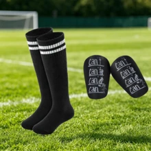 Set Aksesoris Latihan Sepak Bola Cant, Kombinasi Kaos Kaki Panjang Bergaris + Bantalan Bermotif, Aksesoris Olahraga Luar Ruangan Ringan, Cocok Untuk Aktivitas Latihan di Lapangan - Tidak bisa - View 1