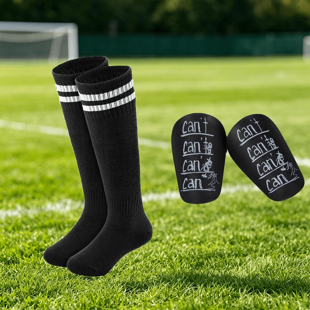 Set Aksesoris Latihan Sepak Bola Cant, Kombinasi Kaos Kaki Panjang Bergaris + Bantalan Bermotif, Aksesoris Olahraga Luar Ruangan Ringan, Cocok Untuk Aktivitas Latihan di Lapangan - Tidak bisa - View 1