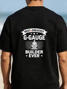 Camiseta para Hombre G-Gauge Modelo Ferroviario a Gran Escala - Diseño con Lema de Locomotora y Tren (La Mejor para Modelistas G-Gauge) - Camiseta Casual de Manga Corta con Cuello Redondo, a - Blanco - Ver 6