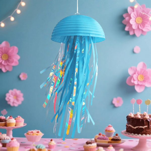Linternas de papel con diseño de medusas azul/morado/rosa, decoraciones colgantes de fiesta submarina con temática de sirena, suministros para fiestas con tema oceánico, cumpleaños, oficina, fiestas, bodas, Navidad, decoraciones de fiesta, decoración de cumpleaños, decoración navideña, decoración de restaurante, linternas de papel plegables para múltiples escenarios