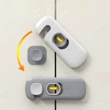 2 Pcs Universal Safety Locks, 360-Degree Rotatable Heavy-Duty Childproof Lock, For Cabinets Single Door Refrigerator Freezer, Easy To Install - Multicolor - View 1