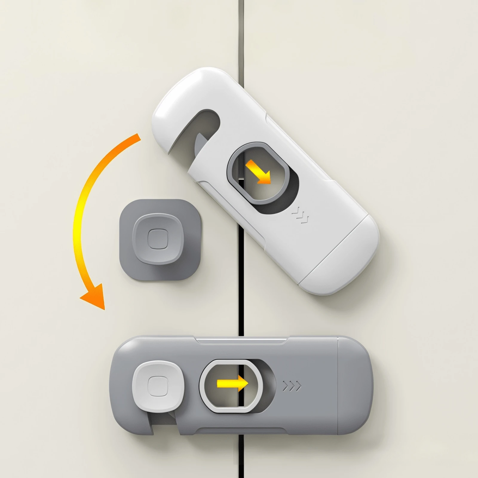 2 Pcs Universal Safety Locks, 360-Degree Rotatable Heavy-Duty Childproof Lock, For Cabinets Single Door Refrigerator Freezer, Easy To Install - Multicolor - View 1