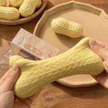 1pc Realistic Peanut Squeeze Toy, Soft Nut-Shaped Stress Relief Fidget Toy - 花生 - 查看 2