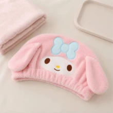 MINISO Sanrio My Melody 毛絨洗髮帽，超吸水毛巾包裹，返校日常洗浴必需品，舒適女性洗浴配件 - 淺粉色 - 查看 4