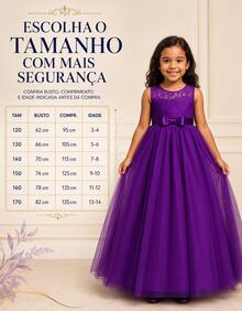 Long Dress For Children, Youth, Party, Flower Girl, Bridesmaid, Wedding, Flower Girl, Debutante, Princess, Miss, Lace With Bow, 3/4 Sleeve, Luxury - 3 To 16 Years - 紫色 - 查看 2
