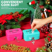 Mini Coin Savings Jar With Lock - Adult Money Box With Key Lock, Top Handle Design, Suitable For Daily Office Use, Perfect Halloween Christmas Gift - Multicolor - View 7