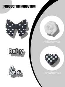 7 PCS Heart Bow Flower Letter Accessories For Clogs Decoration - Black - View 11