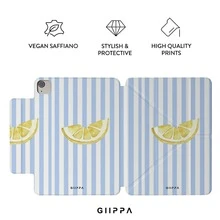 GIIPPA 1 pieza Funda protectora con diseño de rodaja de limón en acuarela a rayas azules y blancas, incluye pegatinas, regalo perfecto para el Día de San Valentín, funda magnética desmontable con plegado en Y a prueba de golpes con ranura para lápiz, compatible con iPad Mini 6/7, Air 2/3/4/5/11/13" (M2/M3 2024-2025), 5/6/7/8/9/10/11ª generación, Pro 10.5/11/12.9" (2017-2025), estilo pastoral fresco de verano - Multicolor - Ver 2
