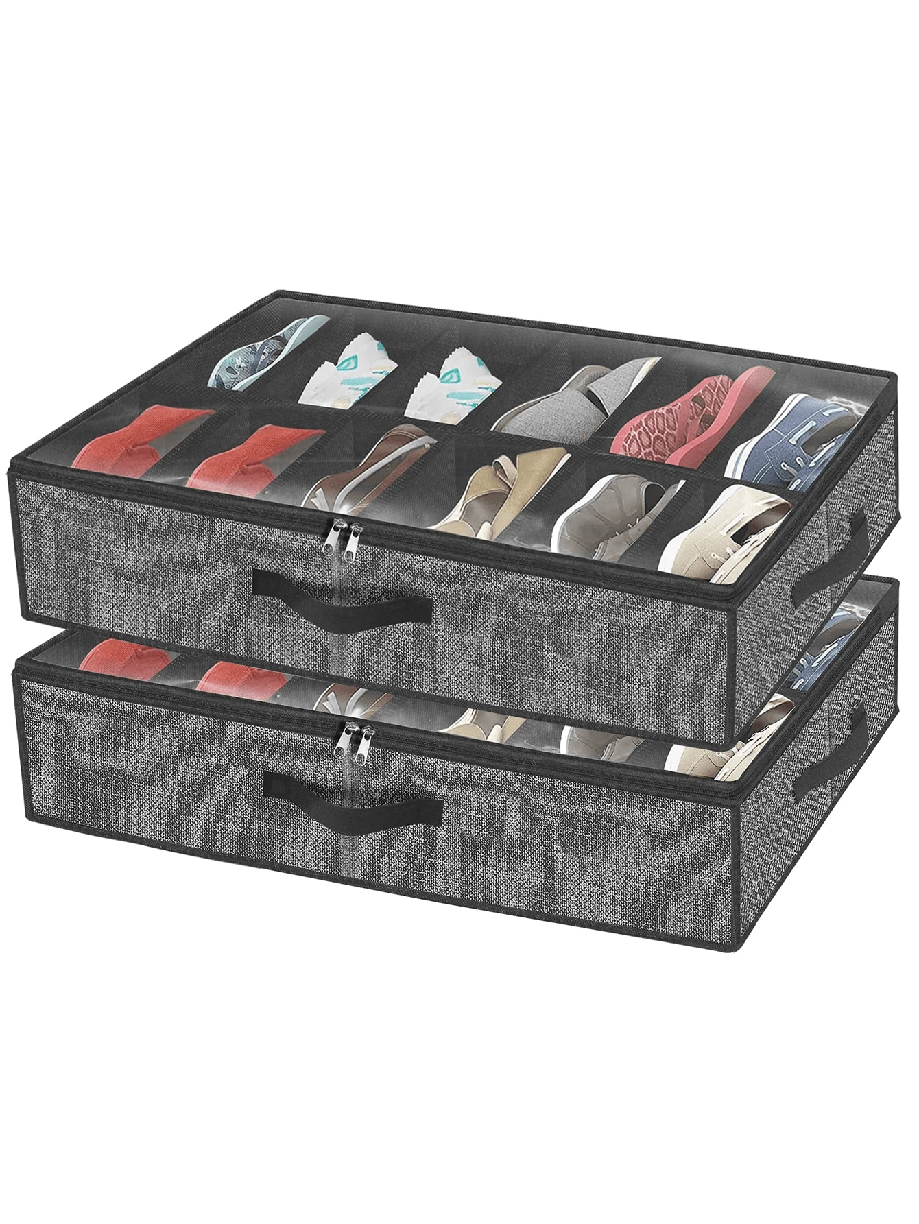 2Pcs Large Under Bed Shoe Organizer,29.3x23.6x5.9Inches Sturdy Under Bed Shoe Storage Organizers Boxes Fit Total 24 Pairs, Large Capacity Storage Bag,Quilt Travel Moving Storage Packing Bag,For Home, Closet Organization And Storage, Storage Organizer