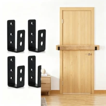 Open-Type Pole U-Shaped Bracket, Gate Pole Bracket, Road Barrier Bracket, Heavy-Duty Bracket Gate Reinforcement Kit - Black 4pcs Pack - View 1