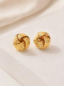 1 Pair Iron 3D Twisted Knot Ball Stud Earrings For Women - Knot - View 3