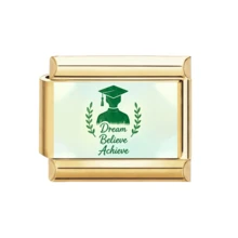 1pc Gold Tone Italian Style Graduation & Inspirational Quote Printed Pendant, English-Italian Bilingual Slogan DIY Jewelry Accessory, Suitable For Graduation Gift - Graduation Season Printing Module - View 24