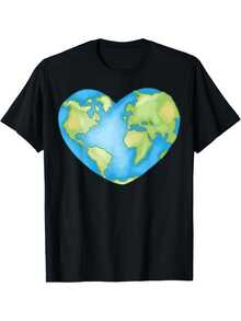Funny Men's T-Shirt With A Heart-Shaped Design To Raise Awareness About Global Warming - 100% Cotton, 180g Weight, Short-Sleeved Graphic Tee With A Crew Neck - 白色 - 查看 6