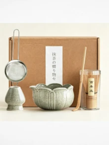1/5/7pcs Petal Raku Matcha Tea Set, Pink/Green Optional, Matcha Bowl, Matcha Full Set Tools, Complete Matcha Tools, Matcha Whisk Set, Matcha Tools, Matcha, Matcha Plate, Matcha Tools, Cup, Matcha Related Products, Including Matcha Bowl, Matcha Whisk, Matcha Cup, Matcha Whisk, Matcha Spoon, Tea Bowl Set, Matcha Brewing Tools - Multicolor - View 4