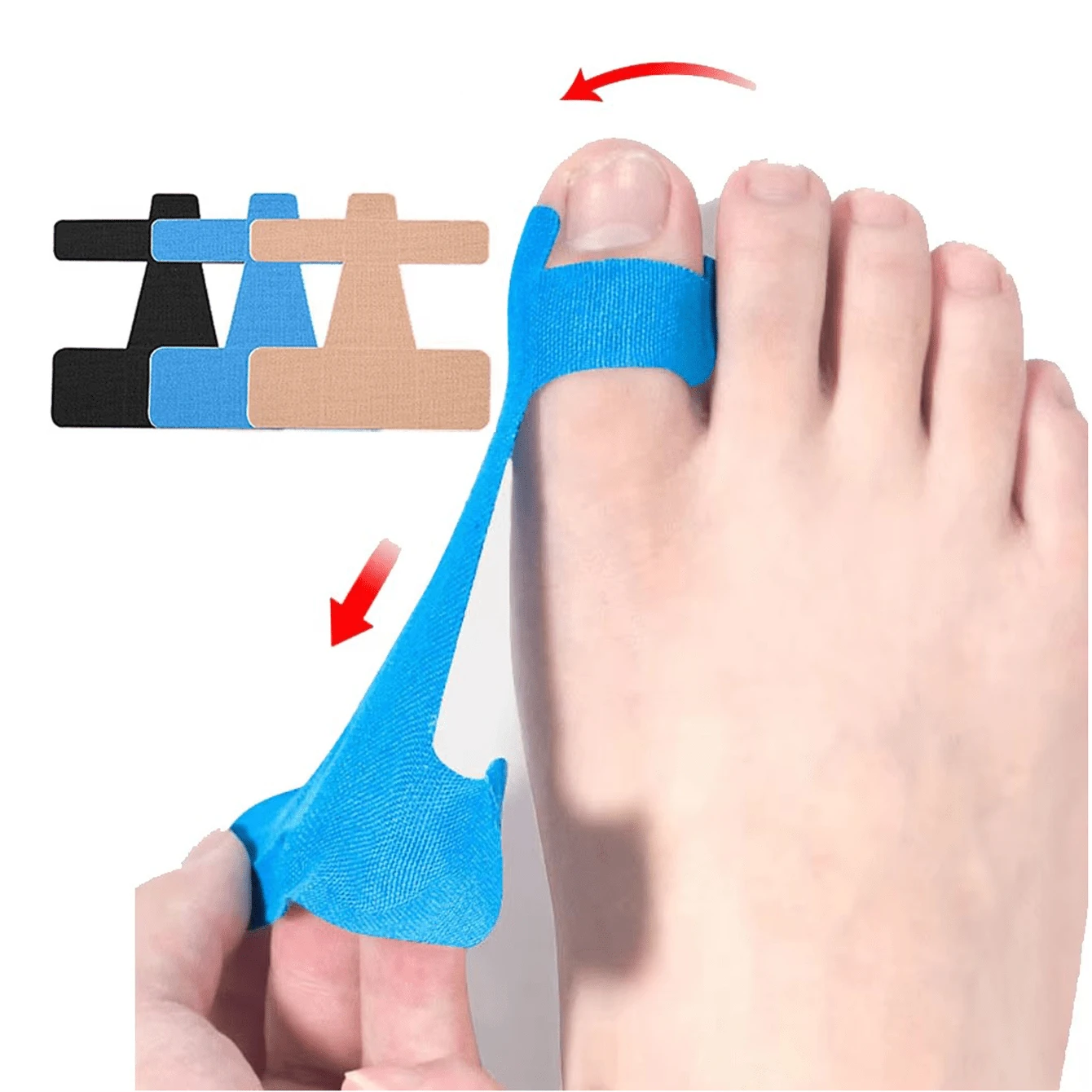 8pcs Elastic Bandage Toe Protection Tape, Breathable For Men And Women, Pre-Cut Elastic Toe Protection Tape, Suitable For Sports And Toe Support, Provides Toe Protection And Comfort - Multicolor - View 1