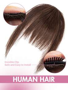 Wispy Clip-In Bangs Human Hair Natural Straight Bangs Hair Pieces Real Forehead Coverage Seamless Bangs For Women Daily Commute Party Wedding Style Multi-Color Optional Reusable Dyeable Easy Apply Soft And Shiny Autumn Travel Festival Christmas - Multicolor - View 7