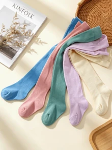 5 paia di collant tinta unita macaron per ragazze, collant base versatili per gonne tutù da principessa, primavera e autunno - Multicolore - Visualizzare 11