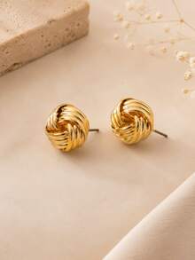 1 Pair Iron 3D Twisted Knot Ball Stud Earrings For Women - Knot - View 11