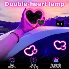 1pc/2pcs Solar Powered Heart-Shaped Neon LED Car Rear Window Wireless Atmosphere Light Decoration, Best-Selling Car LED Window Glowing Heart Atmosphere Light, Solar Powered Car Interior Neon Light USB Decoration, 3.7V+300mAh Lithium Battery - 彩色 - 查看 12