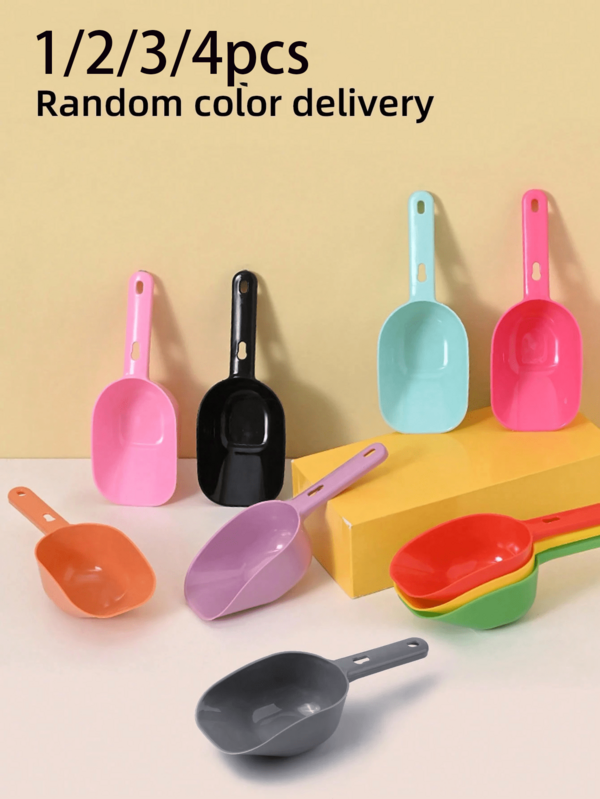 1/2/3/4pcs Random Color Pet Food Scoop, Plastic Multi-Color Pet Food Shovel, Pet Supplies