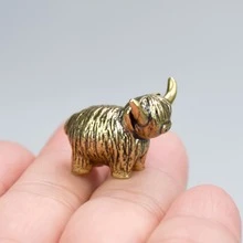 Solid Brass Vintage Mini Cow Figurine, Mini Decorative Ornament, Creative Craft For Tea Table/Desk - Charming Modern Desktop Decor, Suitable For Bedroom/Living Room, Perfect Gift Or Collectible, Creative Craft Gift - Multicolor - View 1