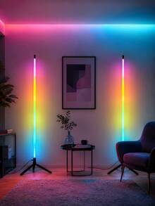 1個 [房間裝飾燈] 1.24米 RGB 地面氛圍燈，遙控顏色調節，適用於電視牆、床邊、遊戲室和家居裝飾 - 彩色 - 查看 11