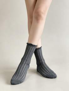 1/5 Pairs Summer Thin Breathable Mesh Lace Mid-Calf Socks - Multicolor - View 8