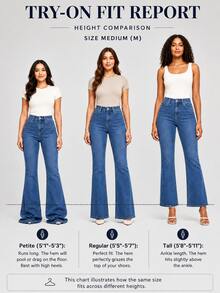 Women's High Waist Elastic Denim Flare Pants, Light Color Distressed Hem, Casual Street Style For Summer Spring - Light Blue - View 9