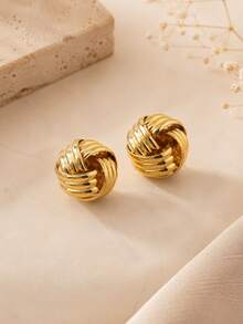 1 Pair Iron 3D Twisted Knot Ball Stud Earrings For Women - Knot - View 2