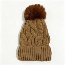 Autumn/Winter Fuzzy Thickened Knitted Beanie Hat, Women Braided Knitted Cap - A - View 12