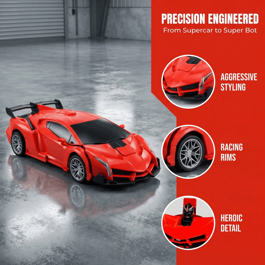 Jovow Transforming Robot  With Remote Control - 2-In-1 Electric Racing Toy, 360° Spinning, App-Controlled,, Transformable Robot To , Compatible With Smartphones/Tablets, Christmas/Halloween Gift For & Teens  - Ideal For Indoor/ Racing & Robot Battles - Red - View 12