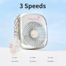 Miniso Sanrio Kuromi 迷你手持小風扇，500mAh 可充電（低速 2h/中速 1.5h/高速 0.75h），超靜音低噪音，輕巧便攜，附 IP 鑰匙圈，個人日常使用迷你風扇 - 紫色的 - 查看 6