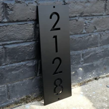 6 Sizes Available! Black Metal House Number Plate - Vertical Residential Address Plaque - Customized Address Number - Modern Address Plate - House Number Sign - Galvanized Metal Number Plate - Black - View 4