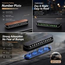 New PU Leather Temporary Parking Number Plate, High-End Car Phone Number Display Card, Hidden Design Vehicle Mobile Call Card, Premium Car Interior Decoration Accessory - A - View 2
