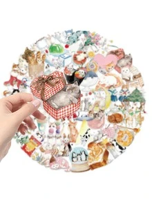 50pcs Transparent PET Cat Stickers, Cute Cat Aesthetic Stickers, Suitable For Notebooks, Stationery, Scrapbooking, Travel Art Supplies - Multicolor - View 6