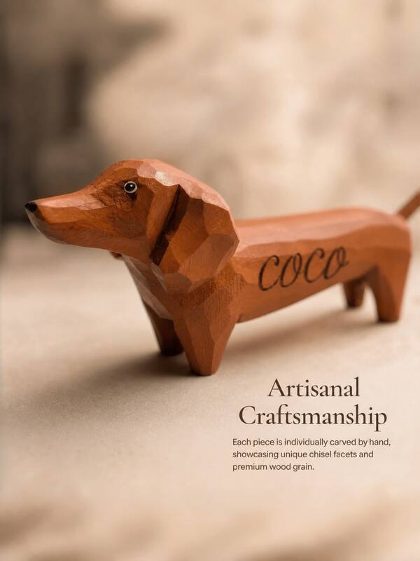 Personalized Wooden Decor, Custom Carved Dachshund Sculpture, Hand-Carved Wooden Dachshund Ornament, Suitable As A Gift For Couples, Family, Friends, Children, Colleagues Or Yourself. Also Suitable As A Mother's Day Gift, A Gift For Dog Lovers Or A Pet Memorial. Suitable For Home Decor, Office, Shelf Or Desktop Display, Desktop Ornament, Small Country Style Decor.