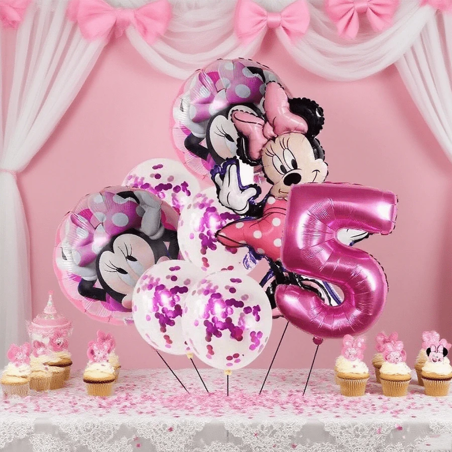 Party Balloon Set, Pink Star And Cartoon Foil Balloons With Sequin Balloons, For Milestone Birthday Decoration - As Shown In the Figure - View 1