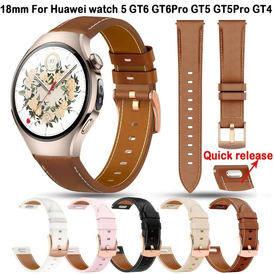 18mm Quick Release Women's Watch Band, Compatible With Huawei Watch GT 6/5/GT4/GT5 41mm And GT5Pro 42mm, Compatible With Forerunner 265S/255S, Venu 4 41mm/2S/3S, Vivomove 3S/4S And Other Smartwatches, Suitable For B5/S/S1 And Other Watch Band Accessories.