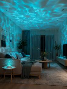 1pc [LED Night Light] Cylindrical Transparent Textured Water Ripple Lamp, USB Powered, Suitable For Bedroom Bedside, Dorm Desk And Leisure Spaces - Multicolor - View 9