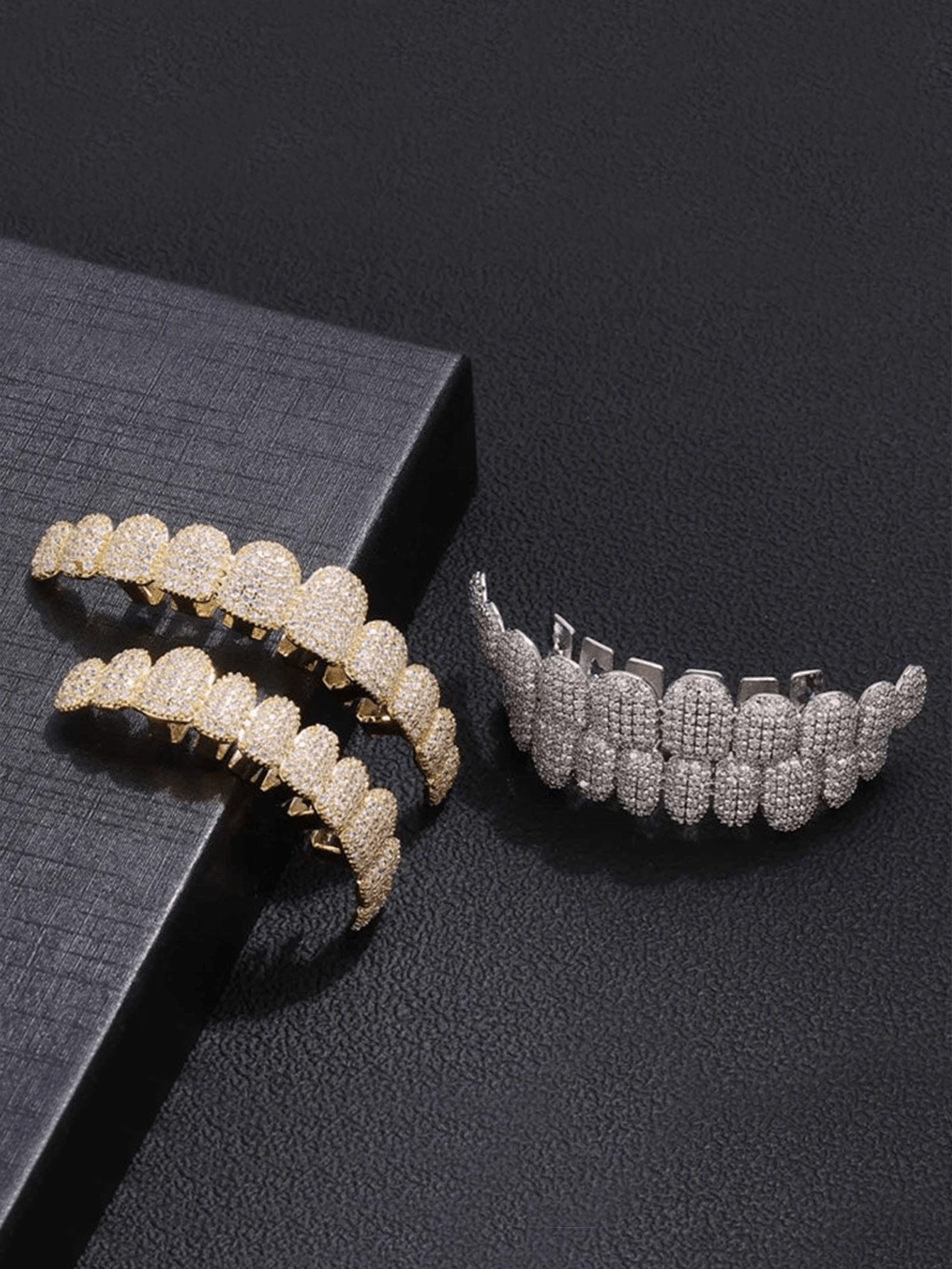 Grillz Gigi Bertabur Berlian Imitasi 10 Atas 10 Bawah Batu CZ 4A 14K Zirkonia Penutup Gigi Perhiasan Mulut Rapper - Gigi Tiruan Berlian Hip Hop - View 1