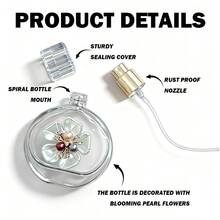 1個 30ML 透明玻璃高端可重複填充香水噴霧瓶噴霧器，配有大尺寸白色花朵珍珠裝飾，極簡優雅，適用於香水和護膚品分裝，精美噴霧瓶，旅行必備，非常適合旅行和送禮 - 彩色 - 查看 4