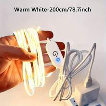 LQHZMYY Tira de luz LED COB alimentada por USB - Tira de luz LED flexible y plegable, USB Plug And Play, interruptor regulador táctil, adecuada para el hogar, bodas, cocina, gabinete, iluminación bajo el gabinete - Compatible con computadora, tableta, puertos USB de banco de energía y decoración del hogar - tocar - Ver 21