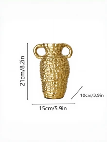 1件裝奢華金邊陶瓷花瓶2件組，高端錘紋花藝插花，客廳玄關桌面裝飾 - 蜂巢花瓶 - 查看 13