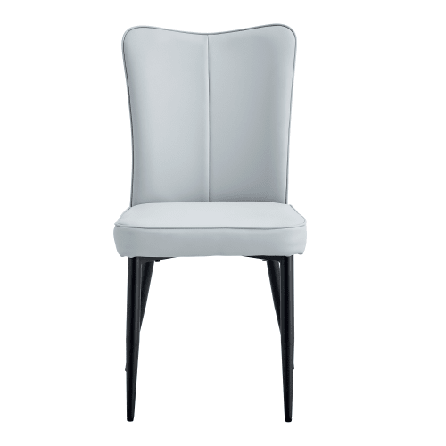 2 Modern Light Grey Dining Chairs, Available In Several Colours, Height 89 Cm, Light Grey PU Dining Chair Set, Black Metal Legs, Suitable For Offices, Restaurants, Etc.