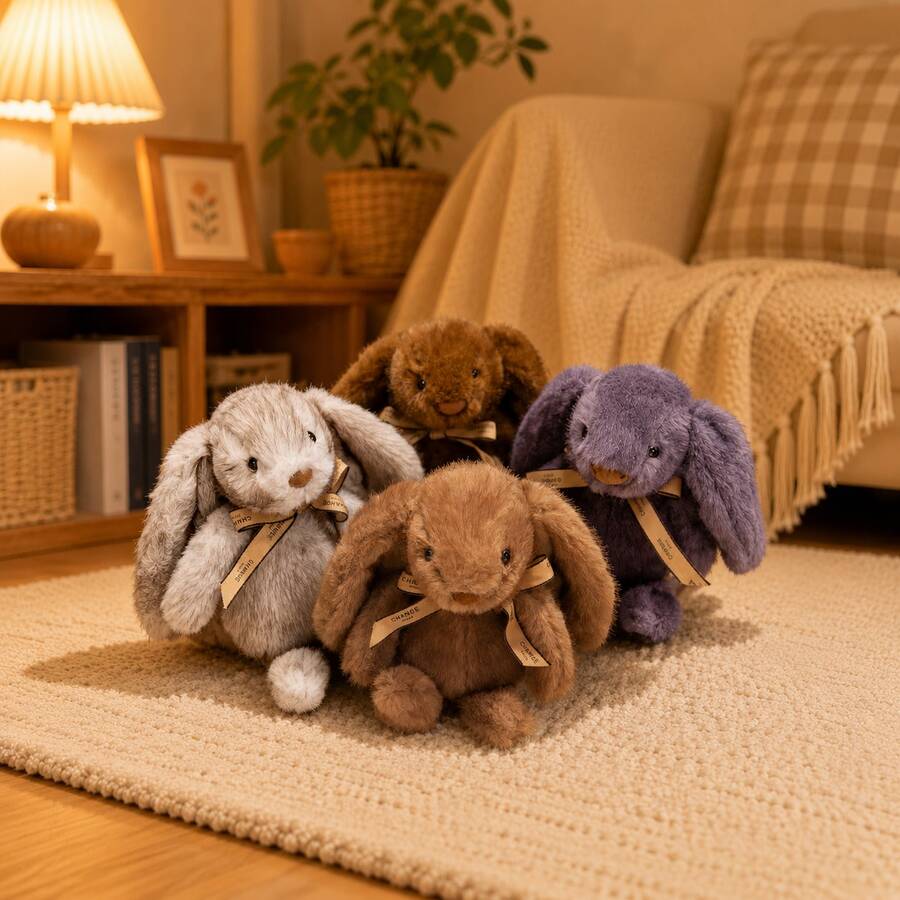 18cm/7.08inch Scented Bow-Tie Long-Eared Rabbit Plush Toy, Soft And Fluffy Stuffed Animal, Suitable For Room Decoration, Children's Birthday Gift, Holiday Gift For Family And Friends, Thanksgiving, Christmas.